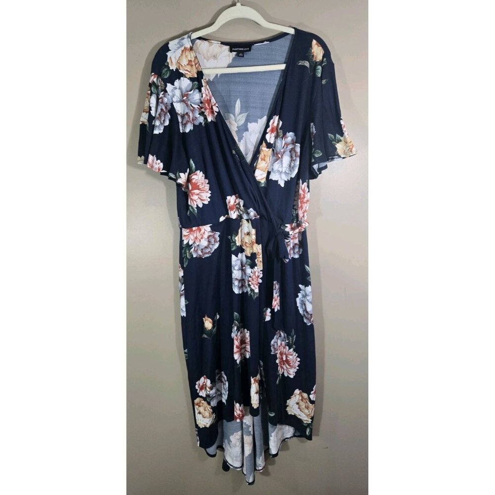 Fortune + Ivy Navy Blue Floral HIgh Low Midi Dress Sz 2 High Low